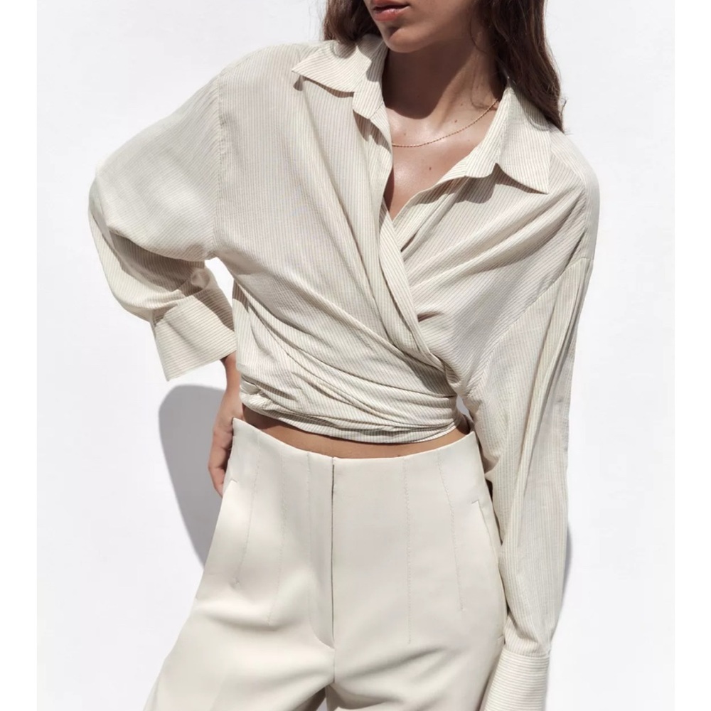 NWT Zara Beige / Tan High Waisted Pants - Viral Workwear - XS - Picture 9 of 10